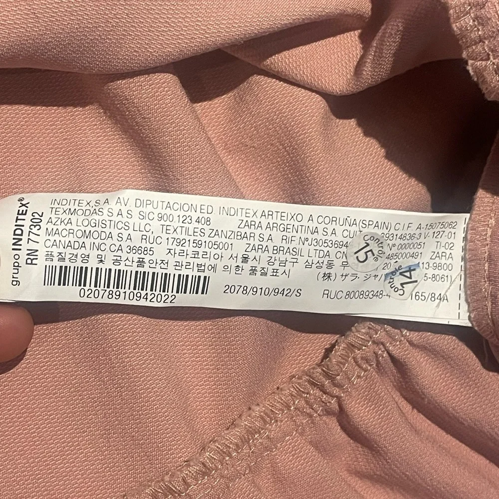 ZARA Pink Corduroy Babydoll Dress Size Small Tiered Casual Summer Spring Boho - Picture 10 of 11